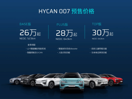 广汽蔚来HYCAN 007将于4.10上市并开启大定！