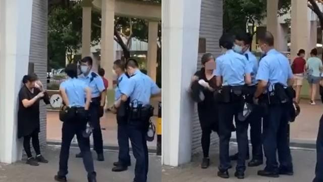 香港妇女在超级市场拒绝戴口罩及受伤警务人员时，被胡椒喷雾制服。
