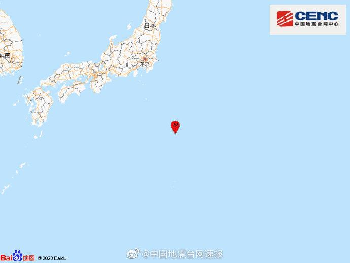 日本本州岛东南海域发生5.7级地震，震源深度60公里。