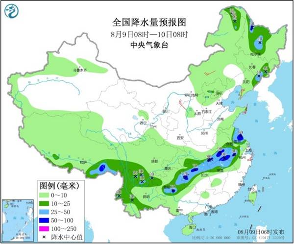  湖北和其他四个省和地区都有暴雨，长江以南的华南地区普遍存在夏季热。