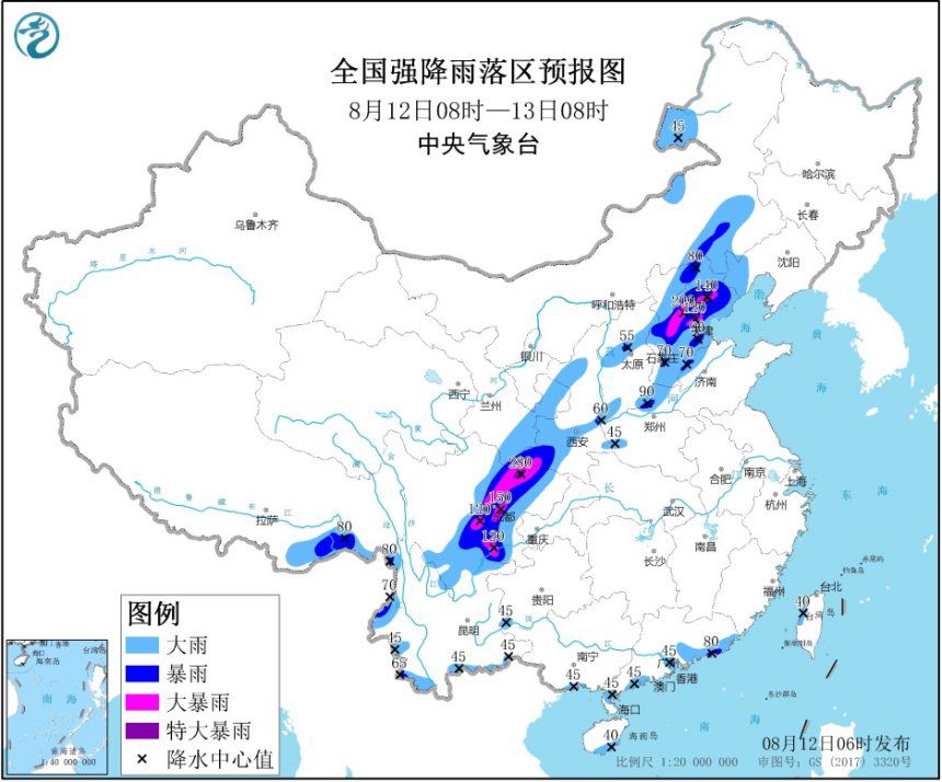 黄色暴雨警告：13个省有暴雨--北京、天津和河北地方暴雨