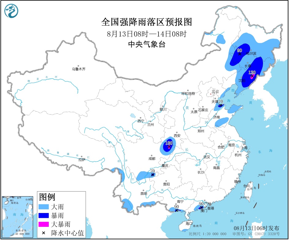 四川盆地东北部仍有暴雨，从暴雨到暴雨发展