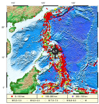 菲律宾萨马尔岛海域没有监测到6.7级地震的海啸