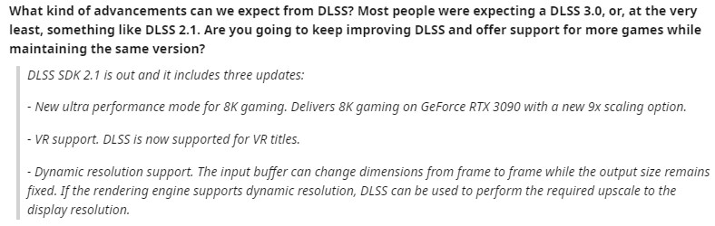  NVIDIA基于人工智能的超采样DLSS2.1将支持VR，以大大提高图像分辨率