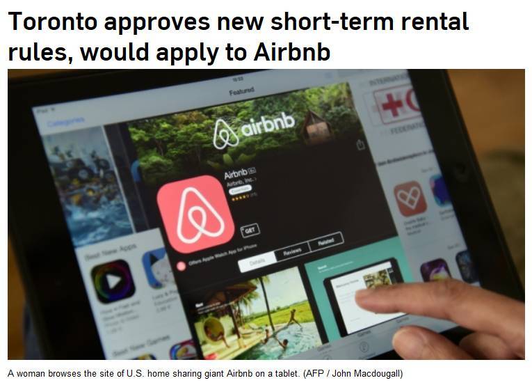 Airbnb注册的规则在多伦多生效