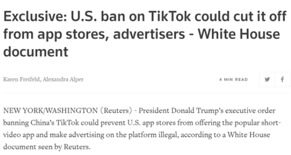 特朗普需要推迟TikTok禁令，除非在周五下午之前提交辩护文件